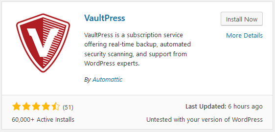 VaultPress WordPress backup plugin stats