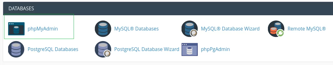 cPanel 데이터베이스